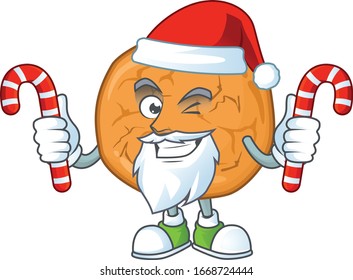 Friendly molasses cookies in Santa Cartoon character with candies