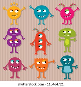 Friendly monsters vector set