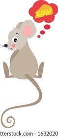 Friendly mouse think about cheese