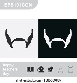 Friendly mutton chops style. Beard and mustache flat black and white vector icon.