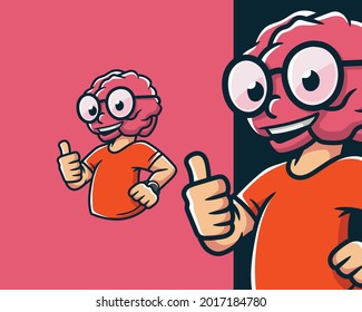 Friendly Nerdy Brain Kid Cartoon Character