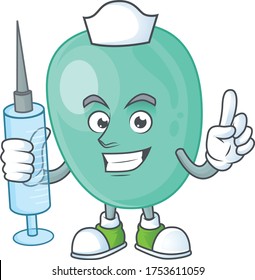 Friendly Nurse staphylococcus aureus mascot design style using syringe