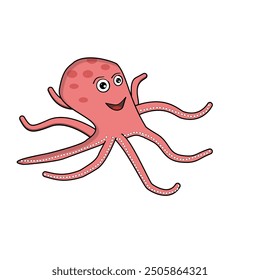 Friendly octopus smiling and kind of rose color