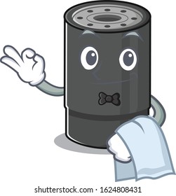 Friendly oil filter Character stand as a Waiter character