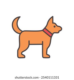 Icono amistoso del perro naranja. Linda ilustración canina, símbolo de lealtad y compañía. Perfecto para diseños relacionados con mascotas.