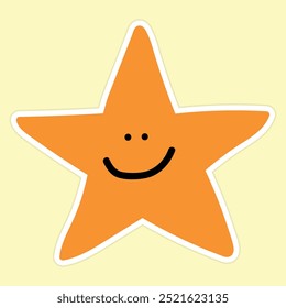 Friendly Orange Star with Happy Smile
