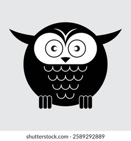 Friendly Owl vector Illustration, Cheerful Bird Character 