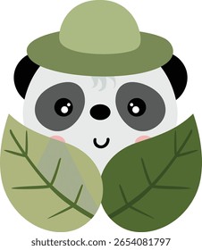 Friendly Panda Peeking Through Leaves