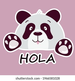 
Friendly panda sticker. Lettering: Hola