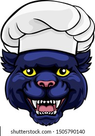 A friendly panther chef mascot cartoon character 