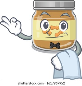 Friendly peanut butter Character stand as a Waiter character