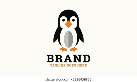 Friendly penguin icon suitable for children's brands, frozen products, or winter sports.