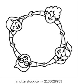 Friendly People Holding Hands Circle Drawing Stock Vector (Royalty Free ...
