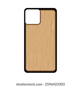 friendly phone case wooden cartoon. handcrafted durable, unique protective, sustainable organic friendly phone case wooden sign. isolated symbol vector illustration