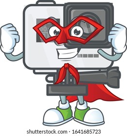 A friendly picture of action camera dressed as a Super hero