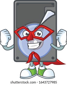 A friendly picture of hard disk dressed as a Super hero