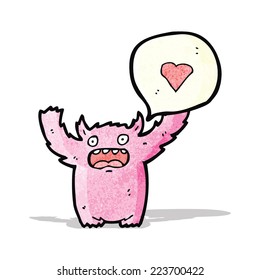 caricatura de monstruo rosa amigable