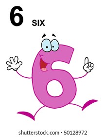 Friendly Pink Number 6 Six Guy With Text