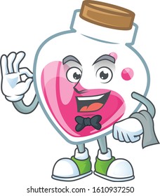Friendly pink potion Character stand as a Waiter character