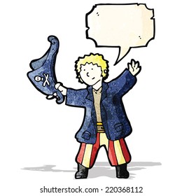 freundlicher Pirat mit Sprechblase-Cartoon
