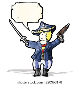 caricatura amistosa de piratas con burbujas de palabras