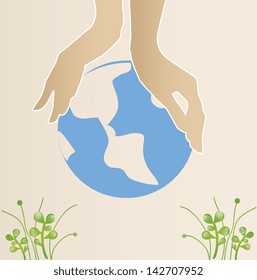 friendly planet over pink background vector illustration