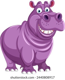 A friendly purple hippo with a big smile.