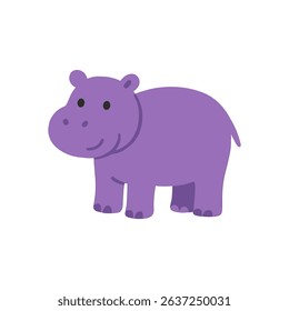 Friendly purple hippopotamus cartoon illustration design element