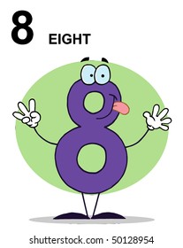 Friendly Purple Number 8 Eight Guy With Text
