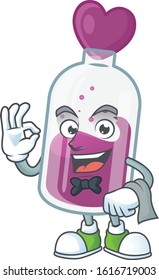 Friendly purple potion Character stand as a Waiter character