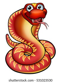 A friendly red cartoon cobra snake