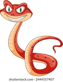 A friendly red snake with a big smile.