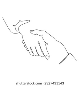 Friendly relations of business partners, success in business. One line vector art.