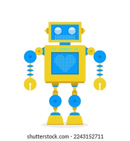 Friendly robot. Cartoon character design. Vector illustration