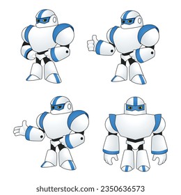 friendly robot cartoon mascot set 1