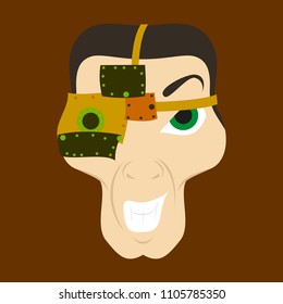Friendly Robot Character With flat Cartoon Illustration
