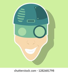 Friendly Robot Character With sticker Cartoon Illustration
