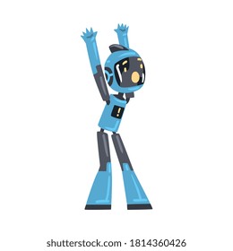Robot amigable, personaje de asistente robótico personal, inteligencia artificial concepto de dibujo gráfico Ilustración vectorial