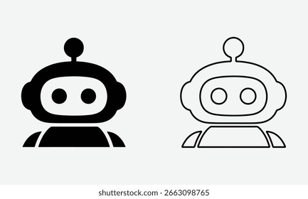 Iconos de cabeza de robot amistoso para inteligencia artificial y chatbots