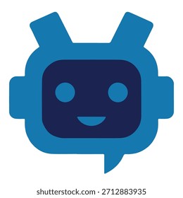 Cabeça de robô amigável que representa AI bate-papo e comunicação