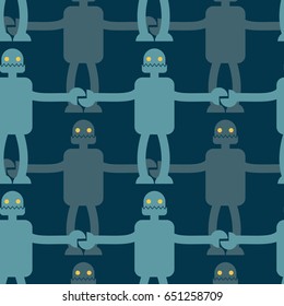 Friendly Robot seamless pattern. Retro toy background. Texture Vintage Cyborgh