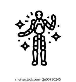friendly robot waving social robotics line icon vector. friendly robot waving social robotics sign. isolated contour symbol black illustration