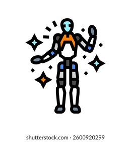 friendly robot waving social robotics color icon vector. friendly robot waving social robotics sign. isolated symbol illustration