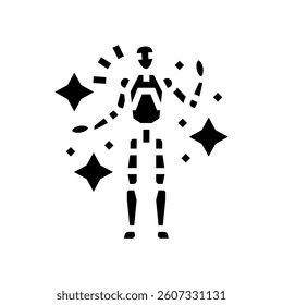 friendly robot waving social robotics glyph icon vector. friendly robot waving social robotics sign. isolated symbol illustration