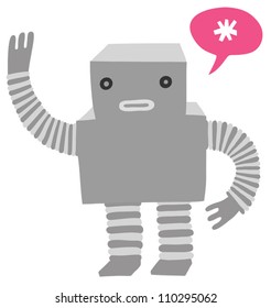 Friendly Robot Waving with a Speech Bubble