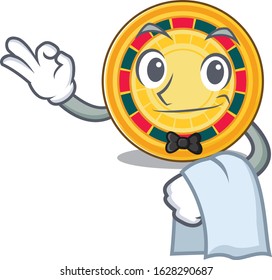 Friendly roulette Character stand as a Waiter character