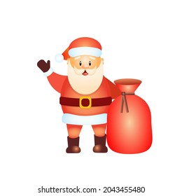 Friendly Santa Claus with a big sack.