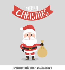 Friendly Santa Claus wishing Merry Christmas. Vector EPS 10