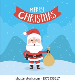 Friendly Santa Claus wishing Merry Christmas. Vector EPS 10