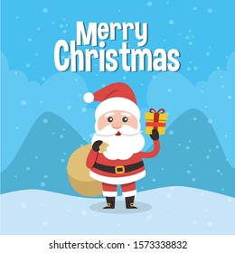 Friendly Santa Claus wishing Merry Christmas. Vector EPS 10